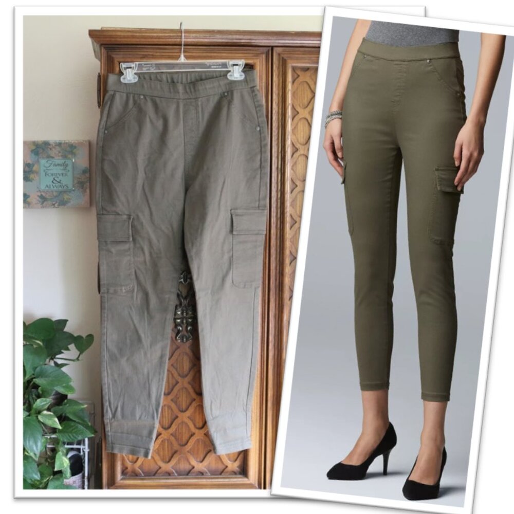 Simply Vera Wang Cargo Skimmer Pants - Olive Green, Size M